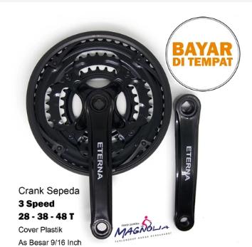 Terlariss !!! Crank 3 Speed Gir Sepeda MTB Gunung 28-48T Eterna