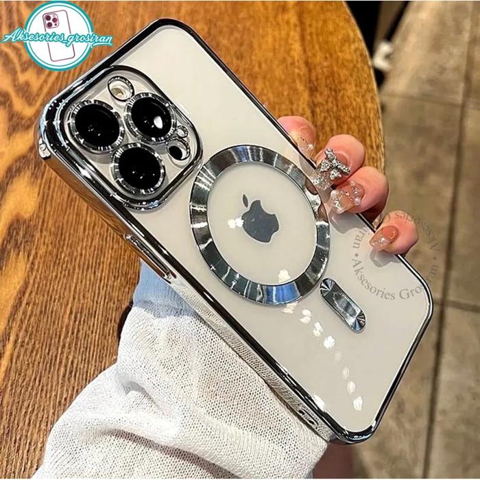 [GROSIR] CASE ELECTROPLATING METALIC MAGSAFE IPHONE 11 12 13 14 15 PRO MAX PLUS LENS GUARD PROTECTOR