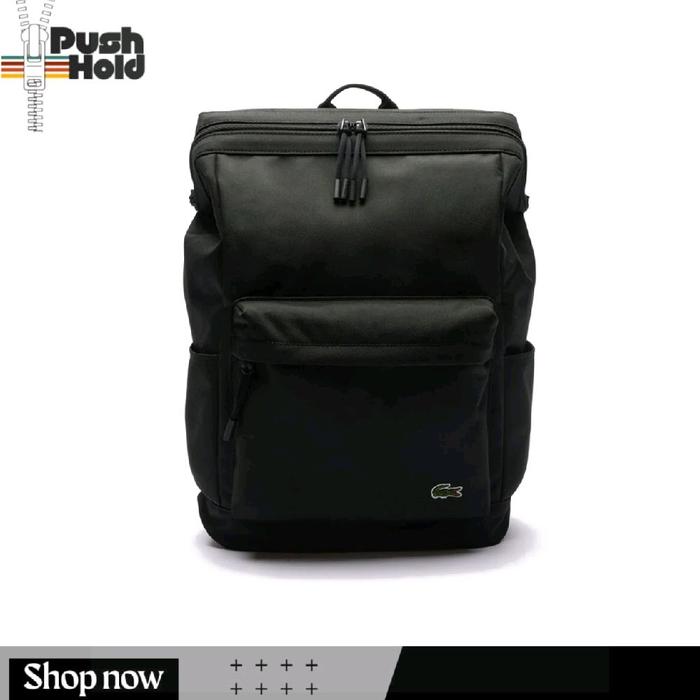 Lacoste Neocroc Rectangular Backpack Tas Ngantor Muat Laptop 15"  Ransel Original -  Hitam