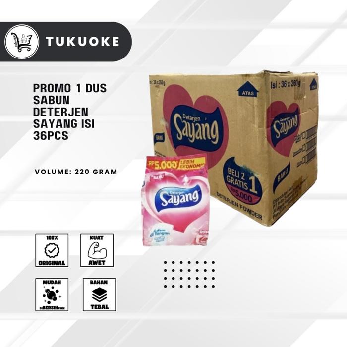 Promo 1 Dus Sabun Deterjen Sayang Isi 36Pcs 220 Gram