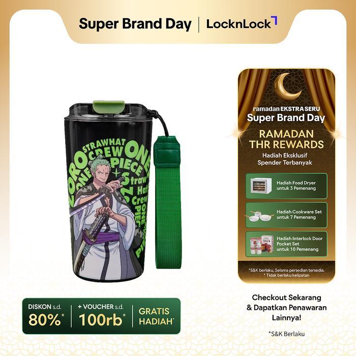 TERMURAH - LOCKNLOCK TUMBLER GLOW IN THE DARK CAFE TUMBLER 5ML ONE PIECE EDITION - RORONOA ZORO