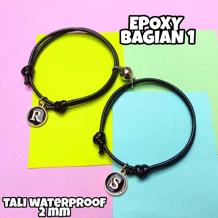 GELANG COUPLE MAGNET EPOXY / GELANG HITAM PASANGAN / GELANG INISIAL COUPLE