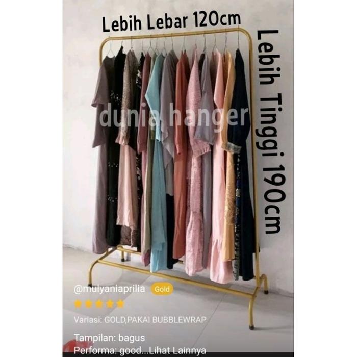 GAWANG BAJU GOLD LEBAR 120CM TINGGI 190CM PALANG DUA