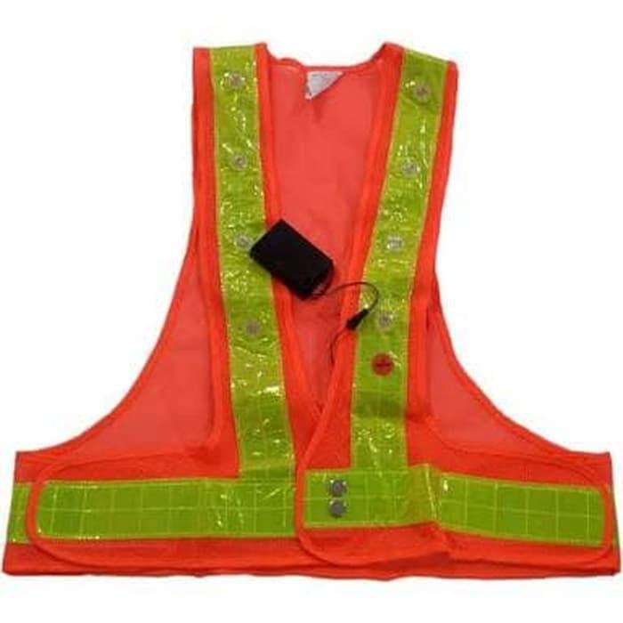 Rompi Jaring V Orange + Lampu Led
