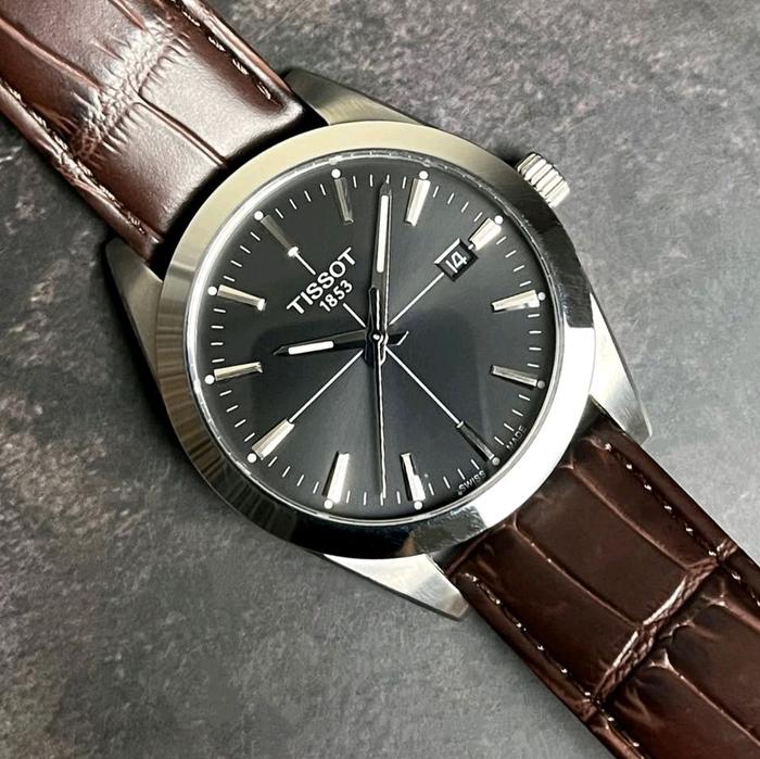 Tissot Gentleman RARE GARANSI OFF ORI T127.410.16.051.01 40mm Quartz Black Crosshair Sunburst Dial B