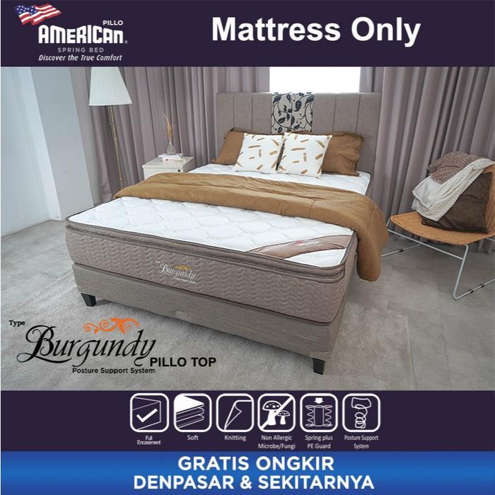 American Pillo Matras Burgundy Pillo Top Encasement Springbed Bali - 160 x 200