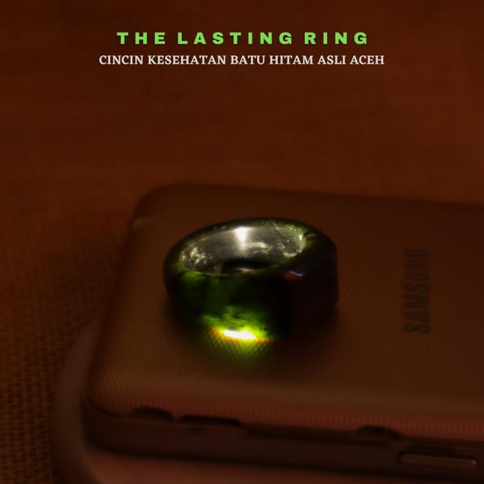 THE LASTING RING Cincin Pria Wanita Keren Aesthetic Batu Akik Natural Magnet Black Jade Giok Hitam A