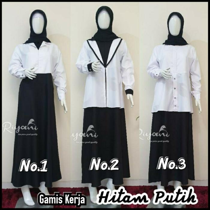 Gamis Hitam Putih Wanita Kerja Formal by RIYANI