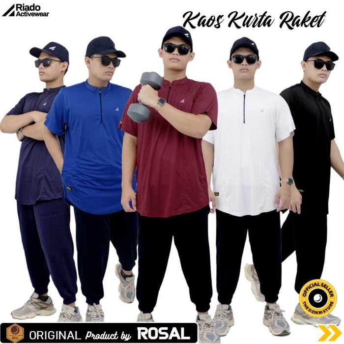 Kaos Kurta Raket RIADO Kasual Olahraga Tenis Badminton Padel Muslim Pria Original Asli by ROSAL