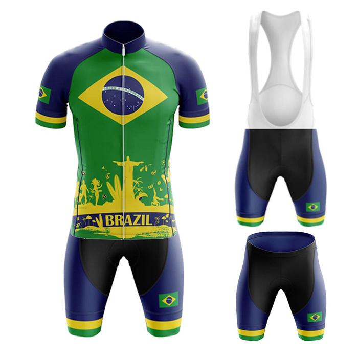 2021 Brazil New Cycling Team Jersey Bike Shorts Bib Set Ropa Ciclismo