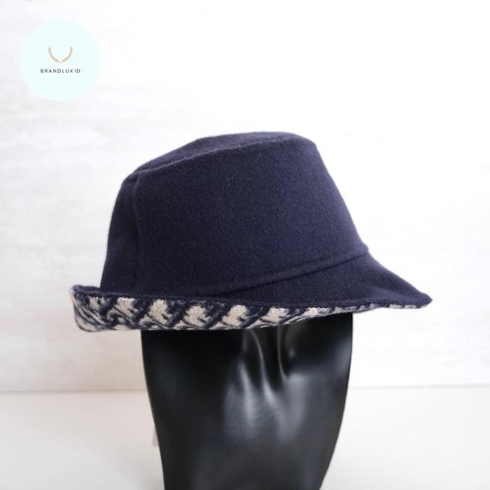Dior Bob / Bucket Chic Hat Brim Wool in Blue / Blue Oblique