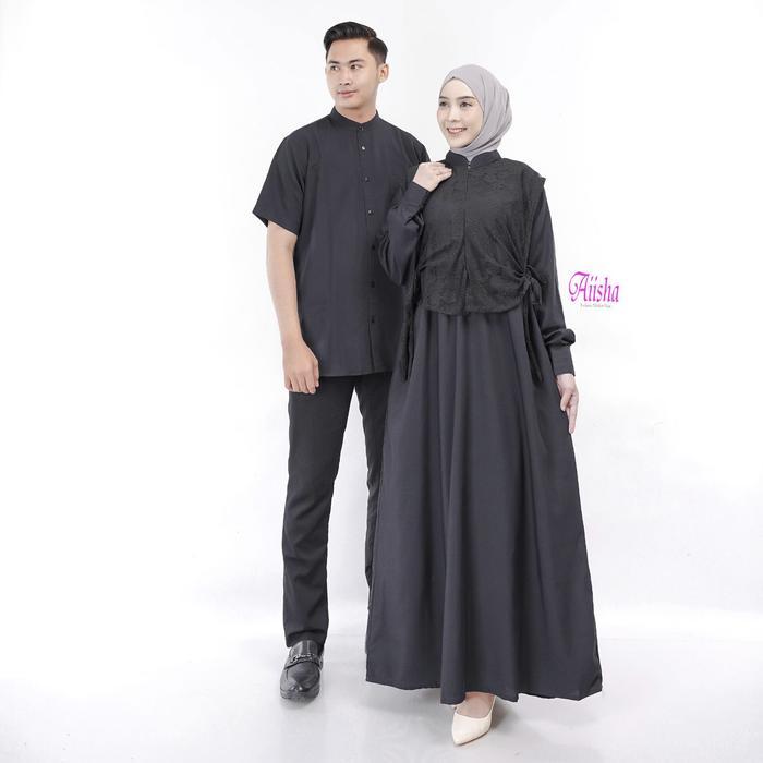 AIISHA | Gamis Mazana Brukat mix Cotton Miracle | Dress Lebaran Mewah Couple | Gamis Wanita Size Jum