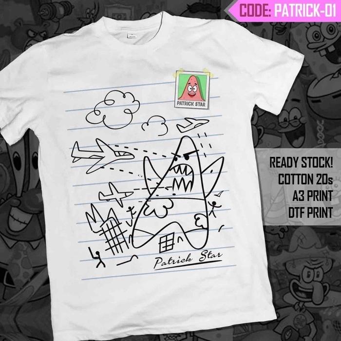 Baju Kaos Tanda Tangan Patrick 24s Tshirt Premium Free Sticker