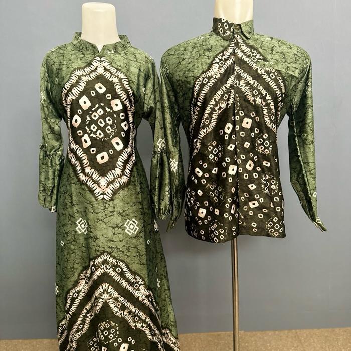COUPLE GAMIS/ TUNIK WANITA MUSLIMAH MOTIF JUMPUTAN KHAS PALEMBANG BAHAN SILKY Cantik Nyaman Dress Le