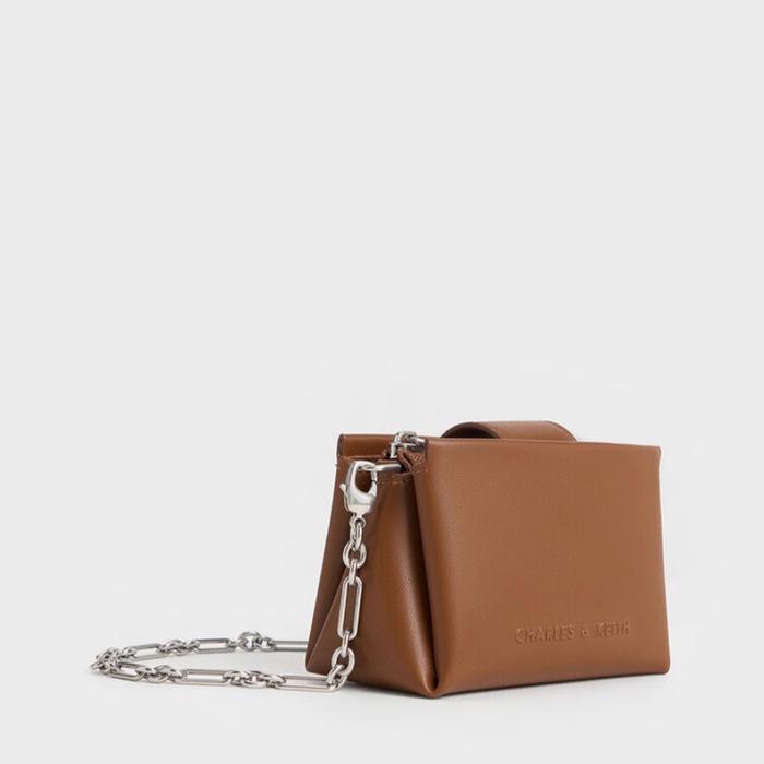 Tas Selempang Wanita CK Pouch  Wallet On Chain C1733 Mini Sling Bag dengan Rantai - Pewter Putih - K