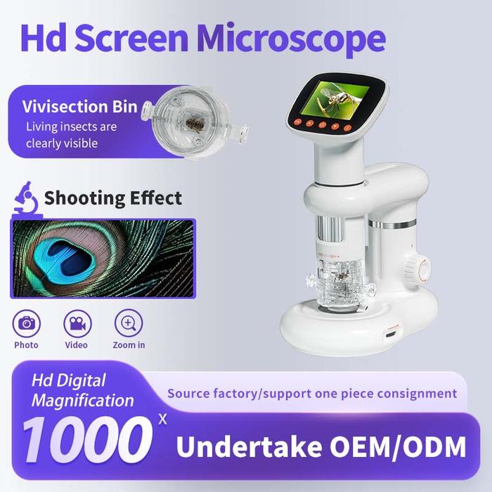 1080P Video Microscope Digital HD Portable Kids Learning Microscope 500/1000x 1280*720/25fps