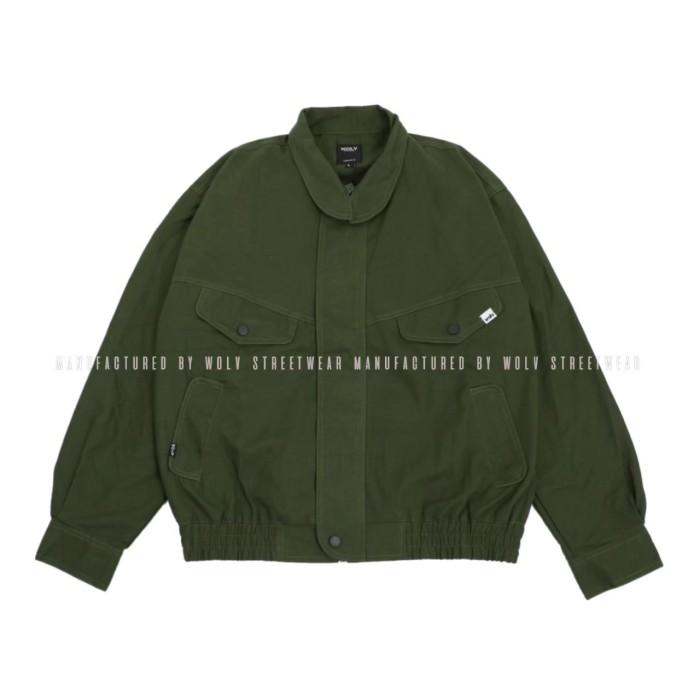 jaket pria flight jacket kanvas wolf premium
