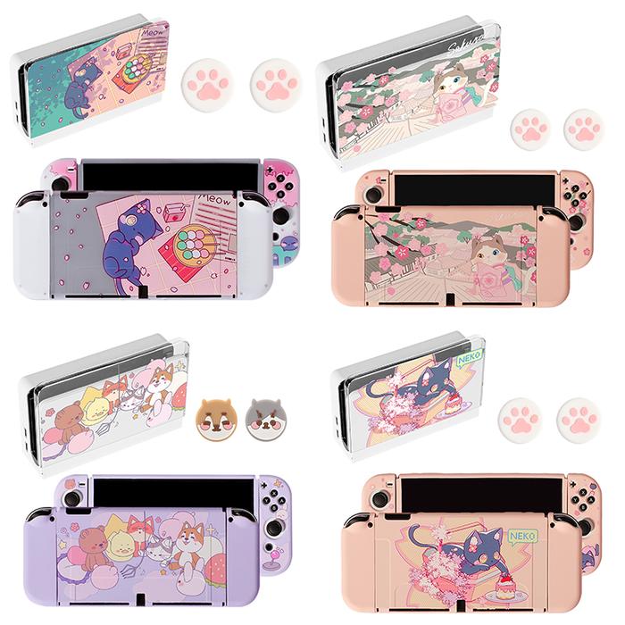 Camping Cat Switch OLED Case Scrub TPU Split Soft Cover Base Shell