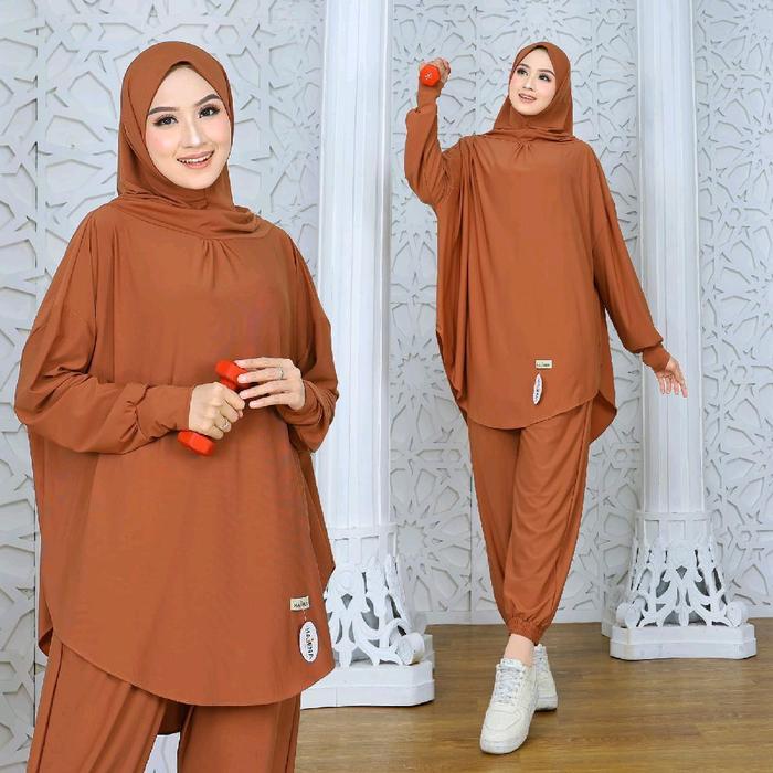 Exclusive Sale Hajena ~ Hijab Bilqis Setelan Olahraga Syar'I Jilbab  Celana One Set Sport Dan Renang