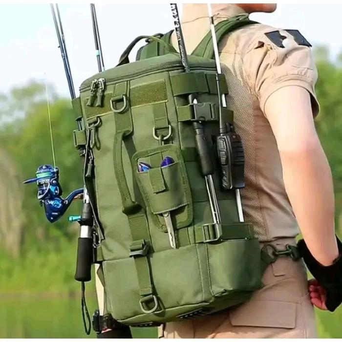 Tas Pancing Model Ransel Dan Jingjing Dengan Kantong dan Tali Pengaman untuk Perlengkapan Pancing Ta