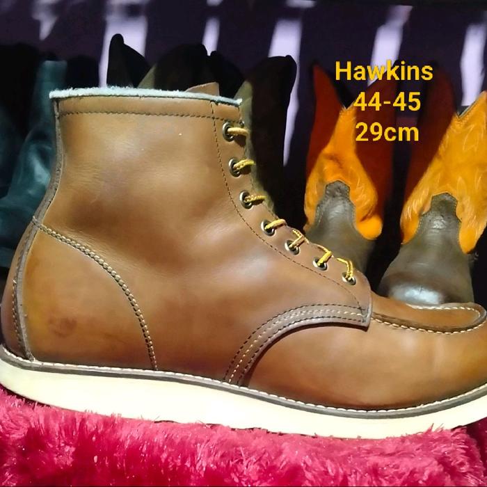Sepatu Moctoe Hawkins Ukuran 44-45 Tinggi 29cm Boots Kulit Asli untuk Pria