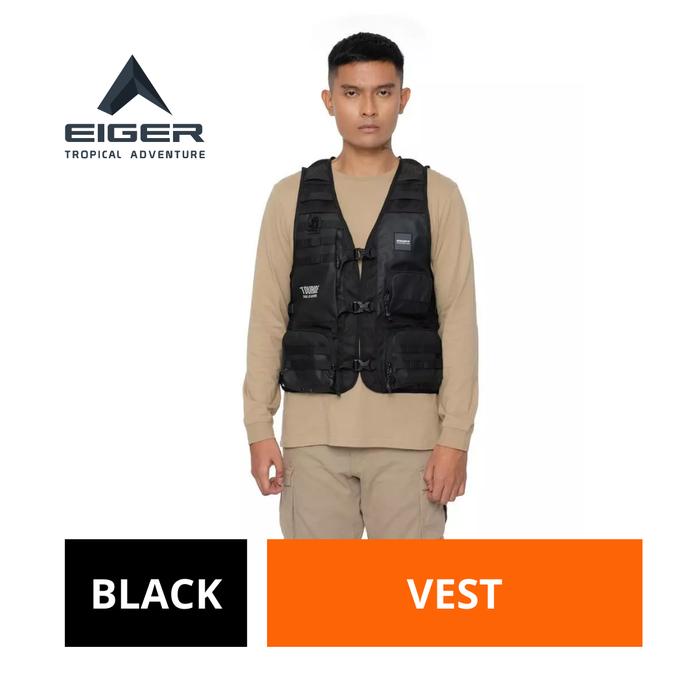 [BISA COD] Rompi Touring Pria Eiger Original Hitam Polyester Touride Tac Vest Riding