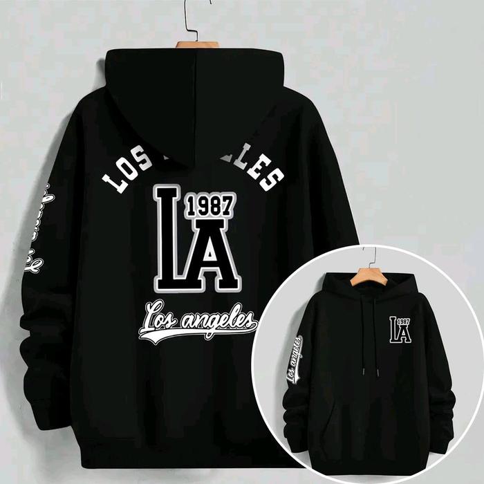Hoodie Big Size LA LOS ANGELES 1987 ( S - 6XL ) Jaket Jumper Oversize Sablon Simple Casual Pria Wani