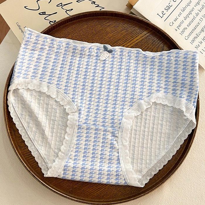CD2147 CD Celana Dalam Motif Rabbit Lucu Biru Fashion Mid Waist Korea Jepang Wanita Cewek