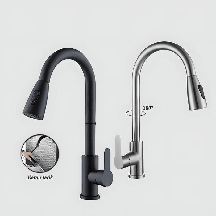Sus304 Kran Sink Tarik Keran Cuci Piring Fleksibel Stainless Faucet Sprayer Kran Cuci Piring Kitchen