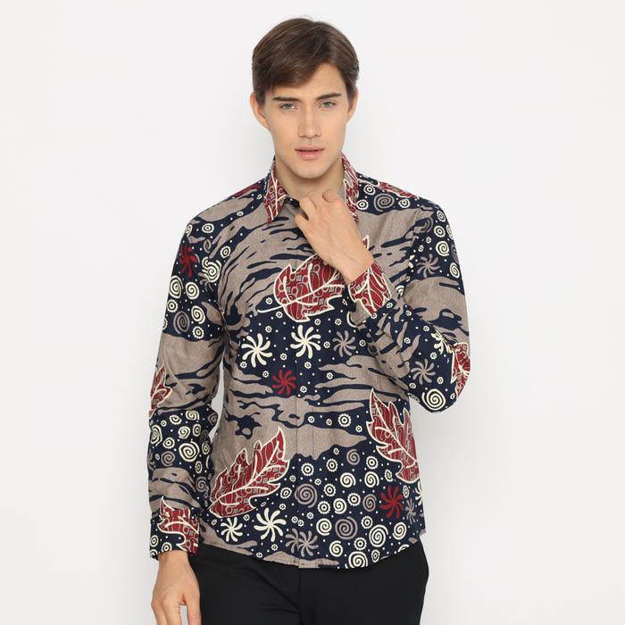 Enzy Batik Kemeja Batik Pria Abhipraya - Oslo Grey