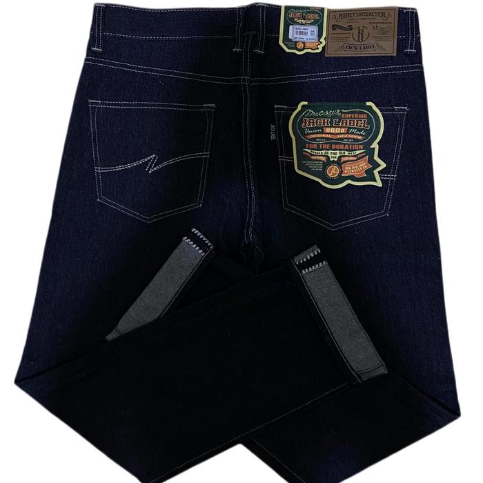 JACK LABEL  - Satisfaction 14 Oz Sanforized Celana Pria Raw Denim Selvedge Accent ShellStitch Black 