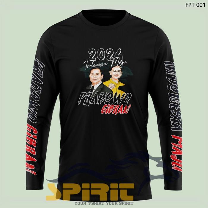 kaos prabowo gibran kaos prabowo baju kaos pasangan Prabowo-Gibran lengan panjang terbaru katun comb