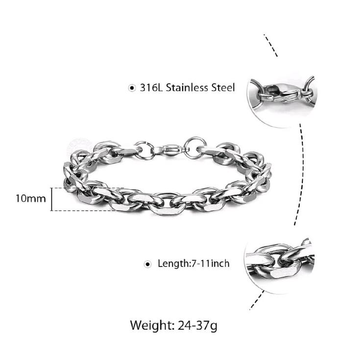 Galang Tangan Titanium Pria dan Wanita Model Rantai Kapal Desain Elegan Modern Lonjong Bracelets Gay