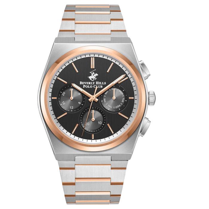 Jam Tangan Beverly Hills Polo Club BP3381X.550 Silver Rosegold Dial Black