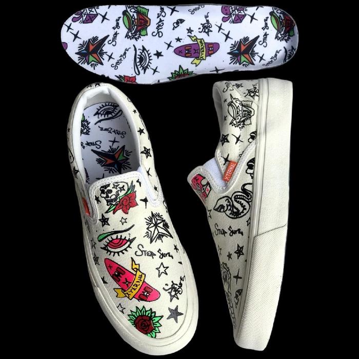 Sepatu Pria Wanita XternalStepSure Slip On X Colour Tatto Cyrano Offwhite