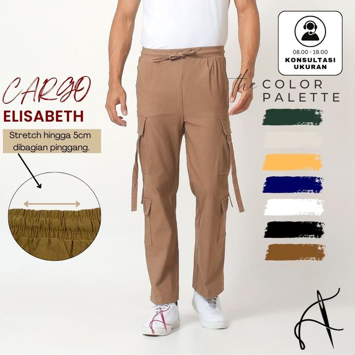 Cargo Pants SPIRIT LOIS Celana Kargo Elisabeth Katun Stretch Pria dan Wanita Fashion Santai Casual N