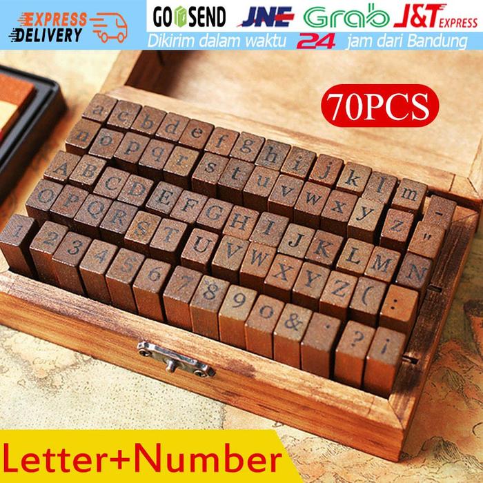 70PCS Paket Set Lengkap Alat Ketok Angka dan Ketok Huruf Stempel Nomor 0-9 Letter A-Z a-z Stamp Kayu
