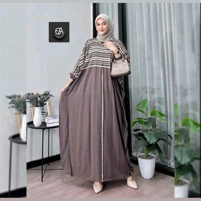 Kaftan alea by Alcamel kaftan Rayon premium tebal LD 180 busui friendly kaftan premium motif spandex