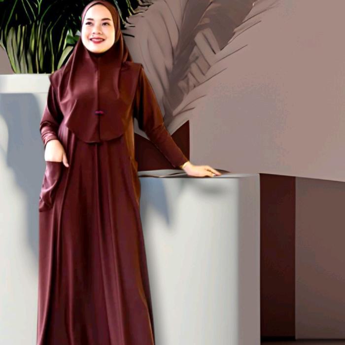 abaya set hijab gamis set jumbo bahan jersey zoya