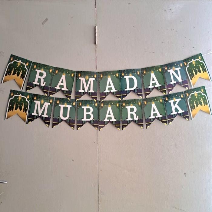 Safitiri Flag Ramadan Mubarak  Kertas Gantung Banner Ramadhan Puasa Lebaran Eid Idul Fitri Hiasan Hi