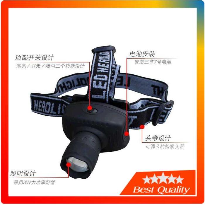 Senter Kepala LED Murah Headlamp Flashlight 3W - TK17