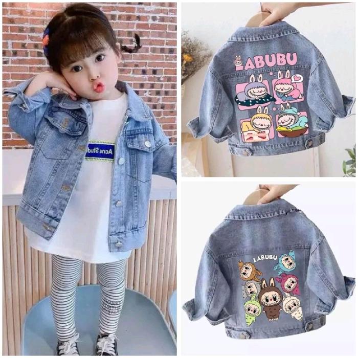 Jaket Anak Gambar Boneka Beruang Coklat dan Kelinci Viral Warna Biru Hitam dengan Desain bubu dan Ka