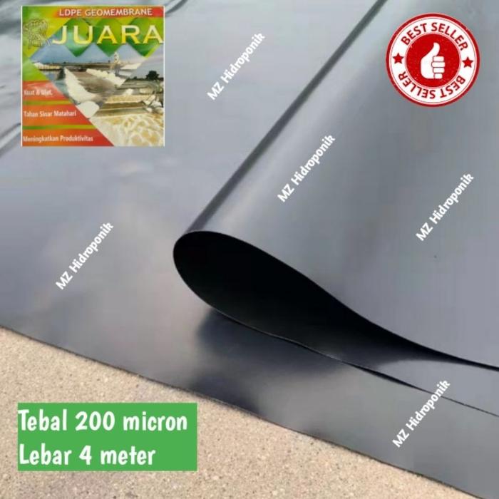 Plastik  geomembran juara/plastik uv hitam ukuran lebar 4 meter tebal 200 micron