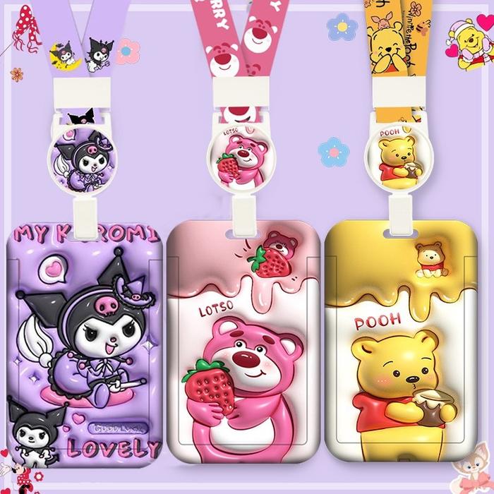 ID Card Holder Motif Kartun Karakter Tempat Kartu Photocard Gantungan Id Card Lucu Dangen Tali