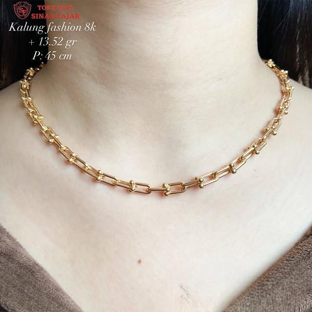 KALUNG EMAS FASHION CHOKER TIFFA NECKLACE GOLD 8K/375