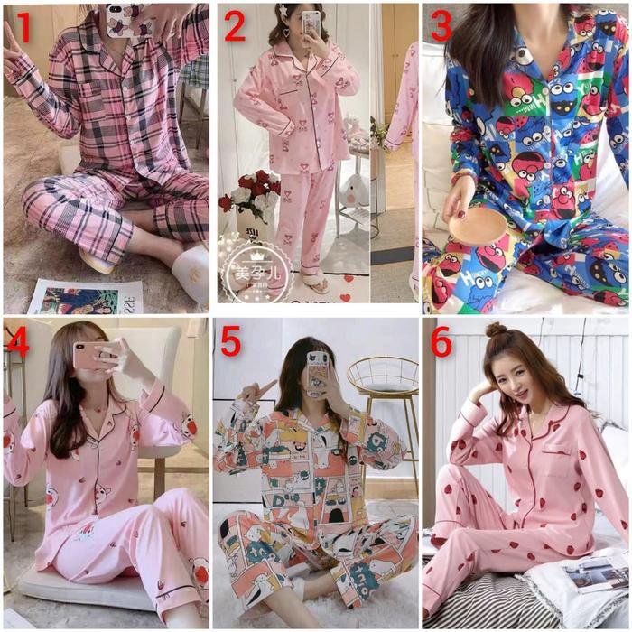 Setelan Baju Tidur Piyama Pp Motif Kartun Spandek