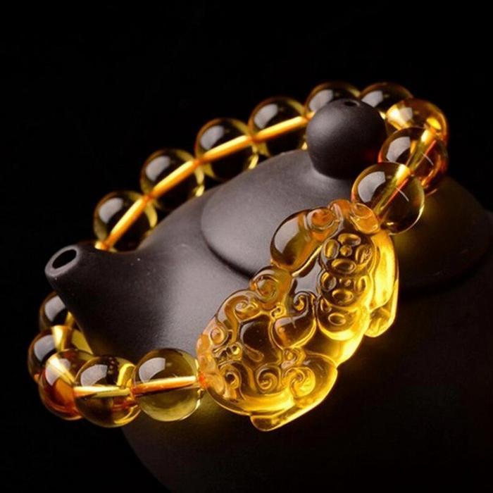 Gelang Batu Citrine Pixiu Keberuntungan
