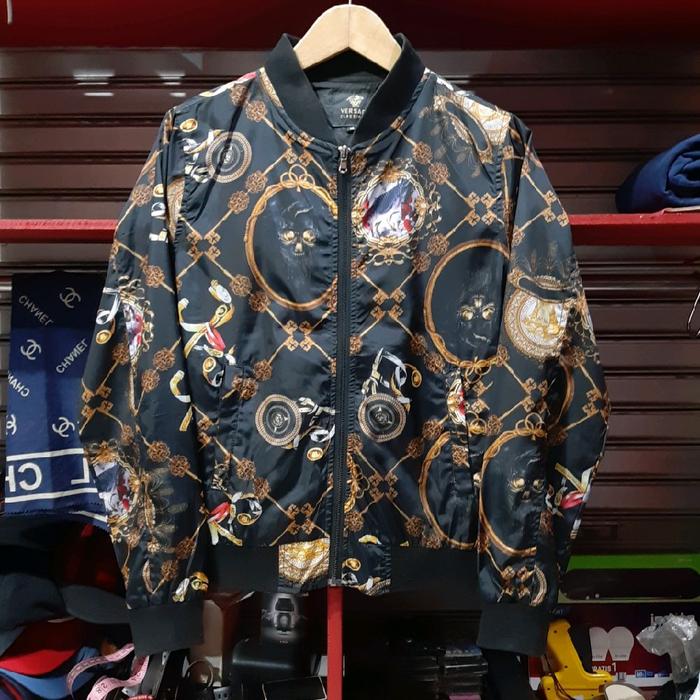 Versace Classic Aithentic Vintage baraque printed skull Slik Bomber jacket