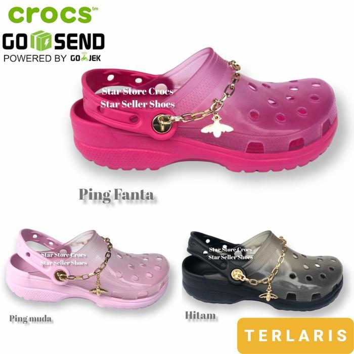 Sandal Crocs Wanita Clasic Jelly Chain Cakep sis *