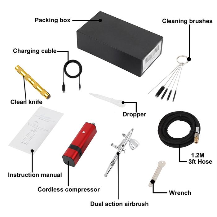 RIBO Wireless Mini Airbrush Compressor High Capacity For Temporary